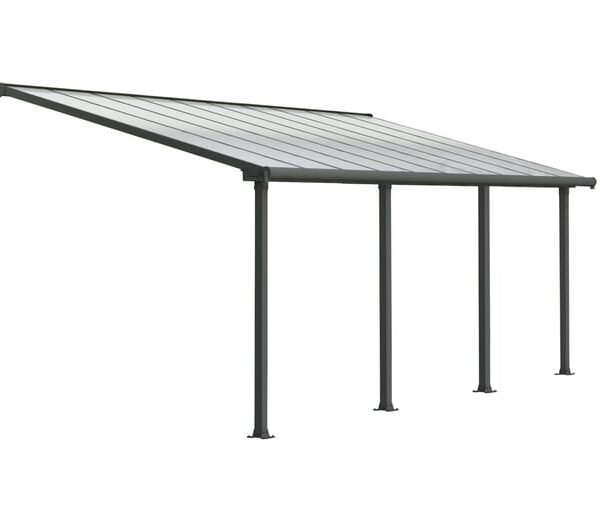 Pérgola cobertura de terraço de alumínio 619x294 cm cinza