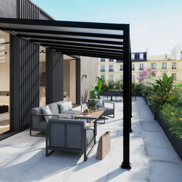 Pérgola de parede em alumínio NATERIAL BOREA 3X4,19M CINZA